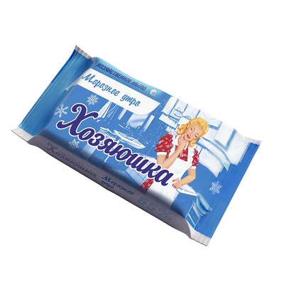 Гомельский жировой комбинат ХОЗЯЮШКА Мыло хозяйственное твердое 65% МОРОЗНОЕ УТРО  с энзимами для стирки и удаления пятен 180г