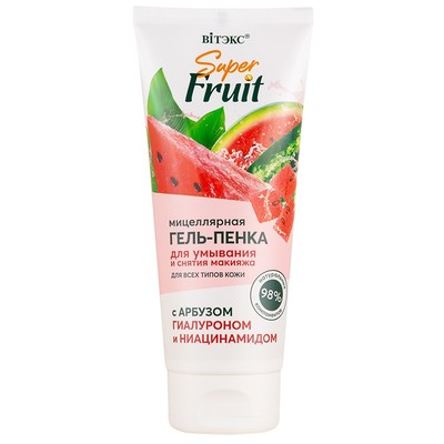 Витэкс Super FRUIT Мицеллярная гель-пенка для умывания и снятия макияжа с арбузом, гиалуроном и ниацинамидом 